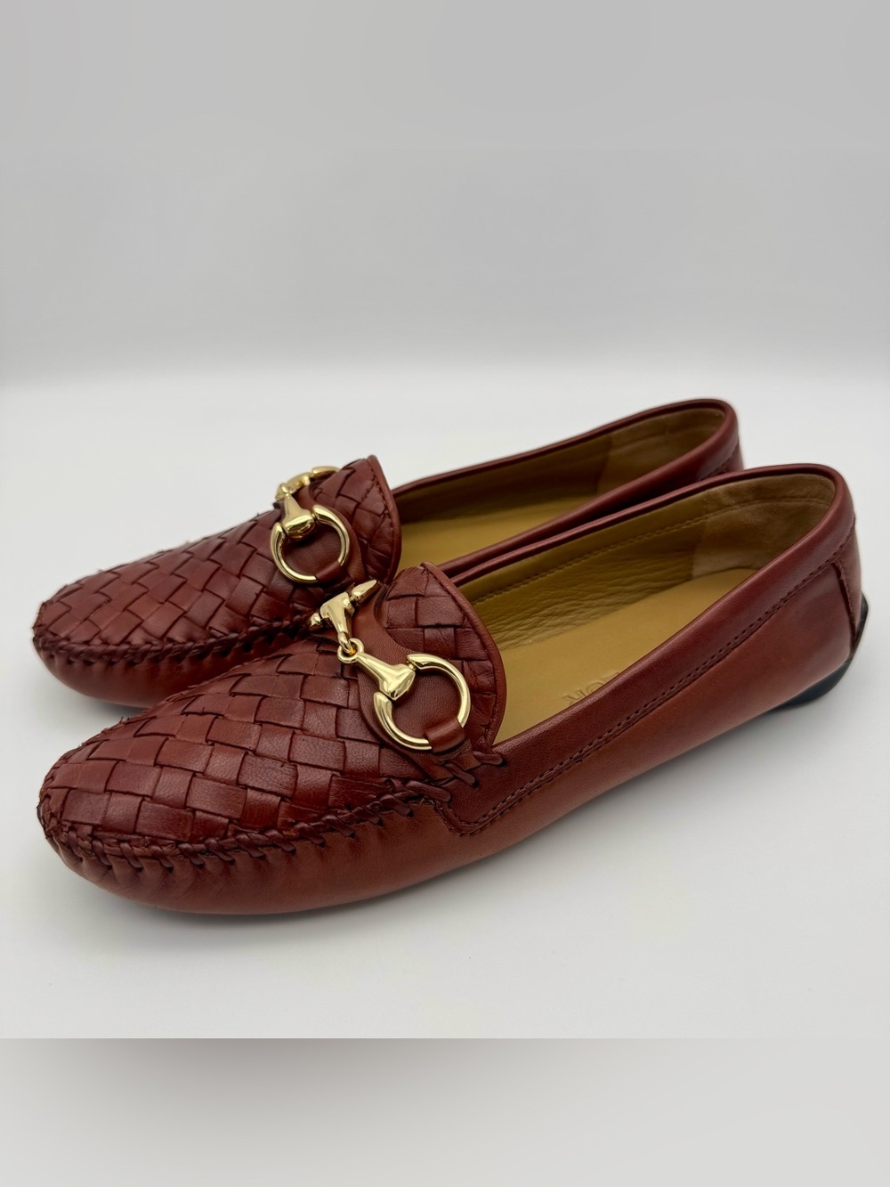 Robert Zur Perlata Brown Woven Leather Penny Loafers Women 7.5 AA Narrow